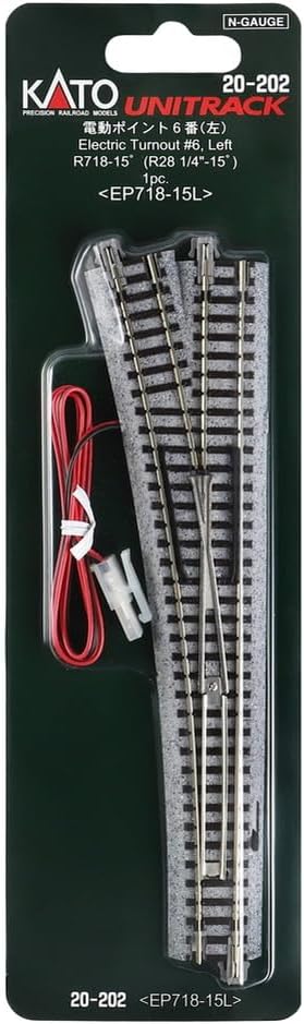 Kato 20-202 N Scale Unitrack #6 Left Turnout with 718mm (28 1/4") Radius Curve