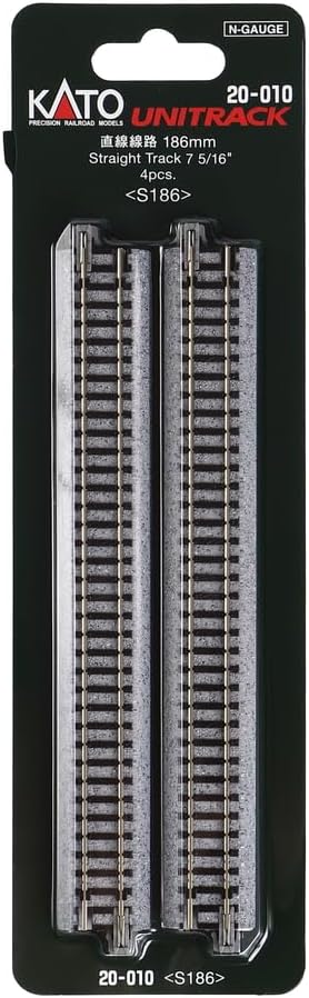 Kato 20-010 N Scale Unitrack Straight Track 186mm（7 5/16")［, 4pcs］