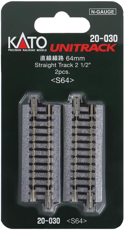 Kato 20-030 N Scale Unitrack Straight Track 64mm（2 1/2"）［ 2pcs］