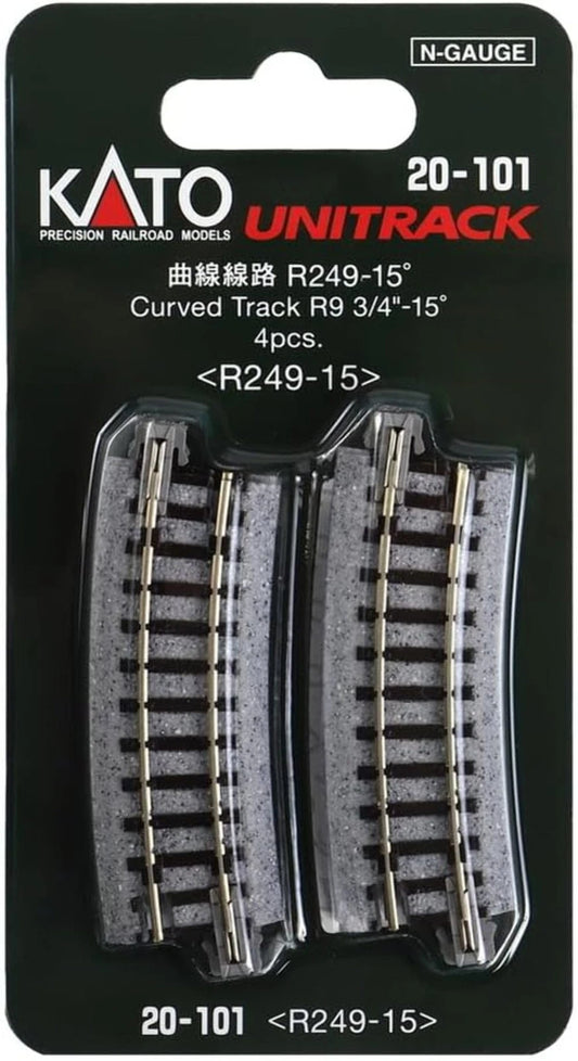 Kato 20-101 Kato 20-160 N Scale Unitrack R249-15 Curved Track（4 Pcs.）