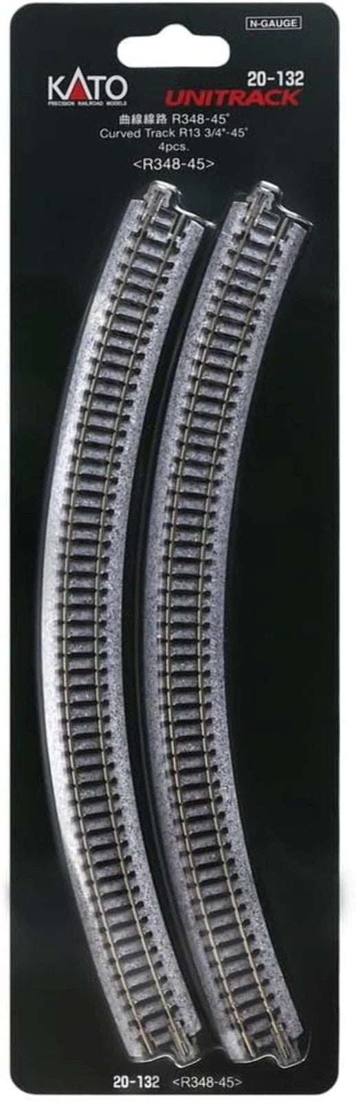Kato 20-132 N Scale Unitrack R348-45 Curved Track （4 Pcs.)