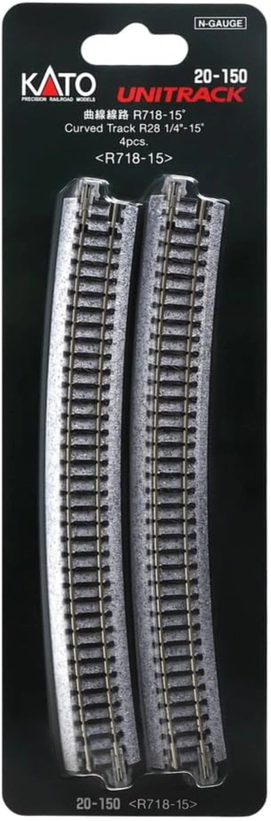 Kato 20-150 N Scale Unitrack R718-15 Curved Track （4 Pcs.）