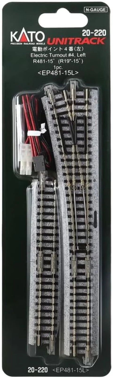 Kato 20-220 N Scale Unitrack #4 Left Turnout with 481mm（19"）Radius Curve